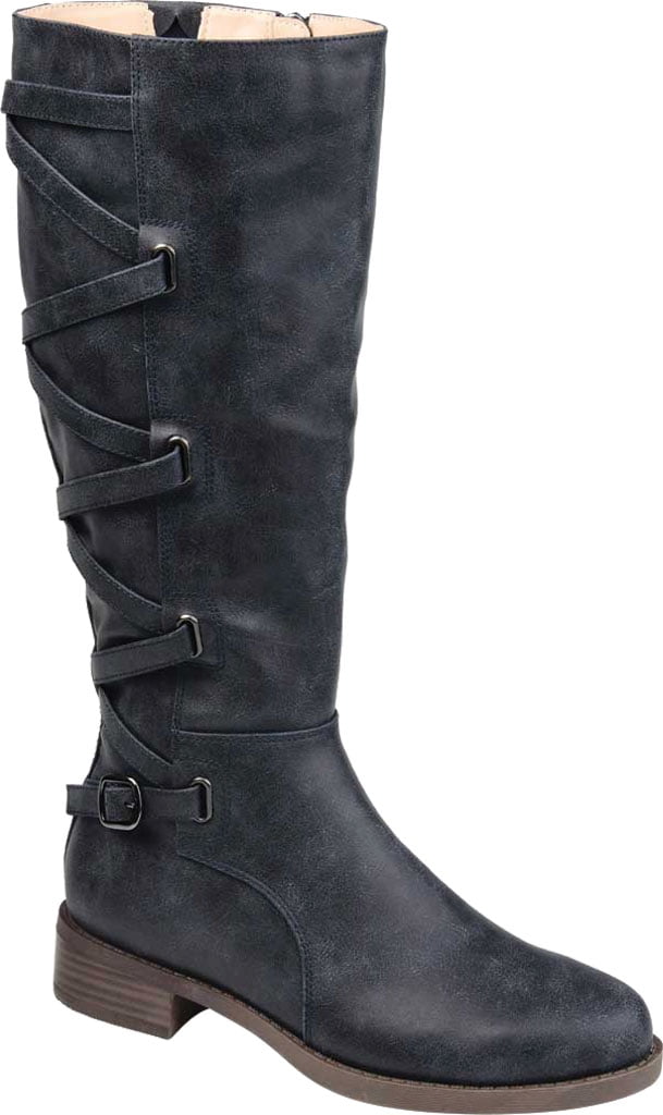 Navy wide calf knee high boots 2025