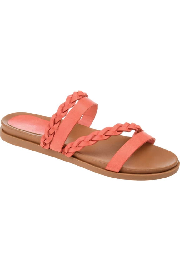 Women's Journee Collection Colette Strappy Slide Coral Faux Leather 6 M