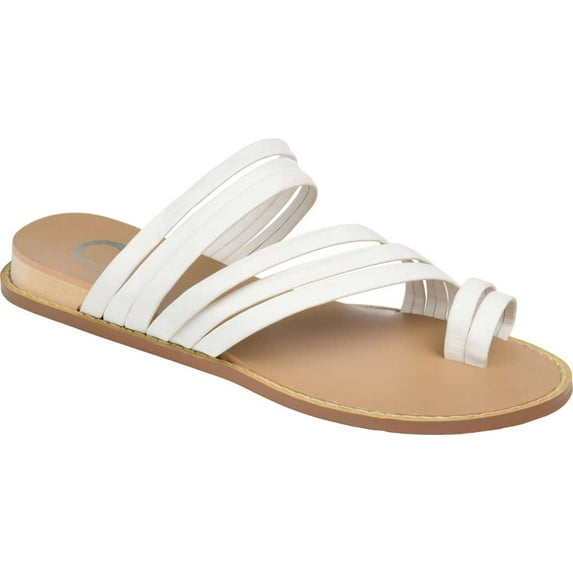 Women's Journee Collection Consuelo Toe Loop Sandal White Faux Leather 11 M