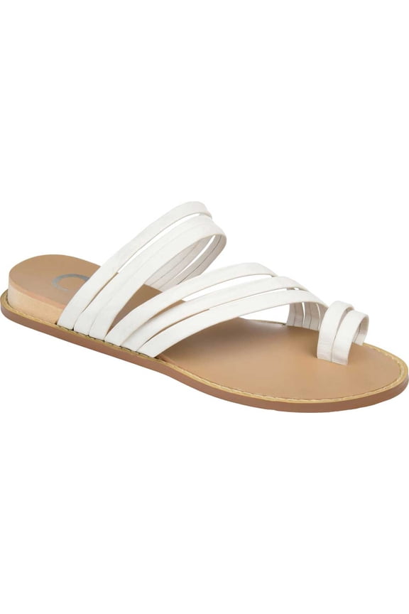 Women's Journee Collection Consuelo Toe Loop Sandal White Faux Leather 8 M