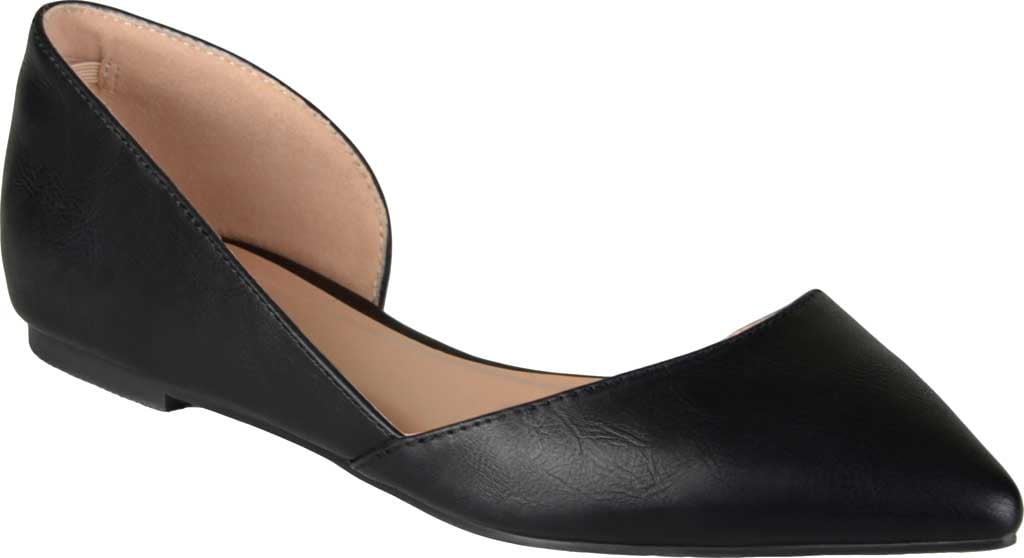 Women's Journee Collection Cortni Pointed Toe D'Orsay Flat Black Faux Leather 8 W