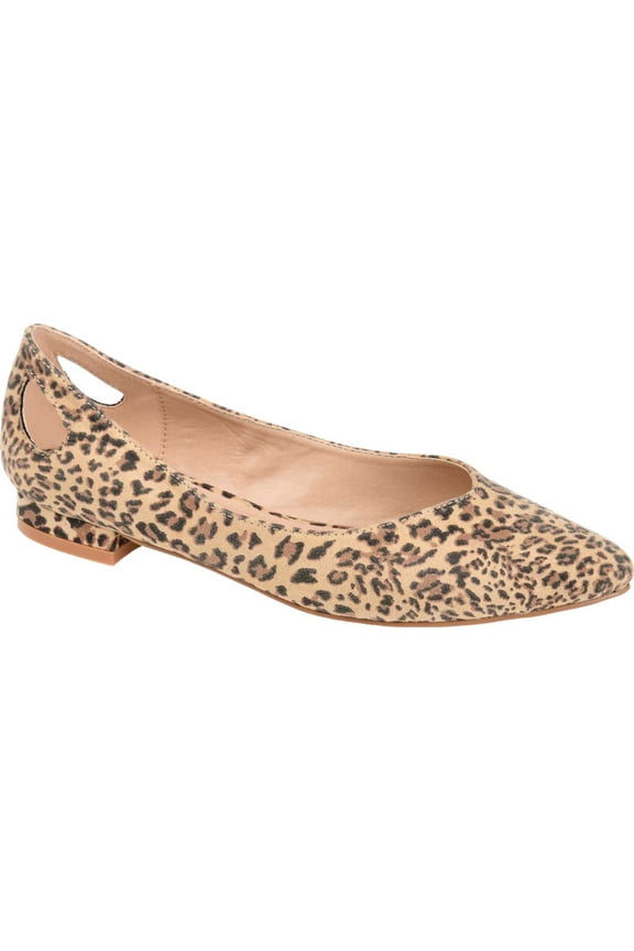 Women's Journee Collection Devon Ballet Flat Leopard Microsuede Fabric 6 M