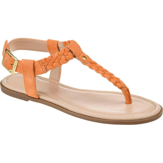 Women's Journee Collection Genevive Flat Thong Sandal Orange Faux Nubuck 8.5 M