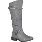 Women's Journee Collection Harley Extra Wide Calf Knee High Boot Grey Faux Leather 9.5 M