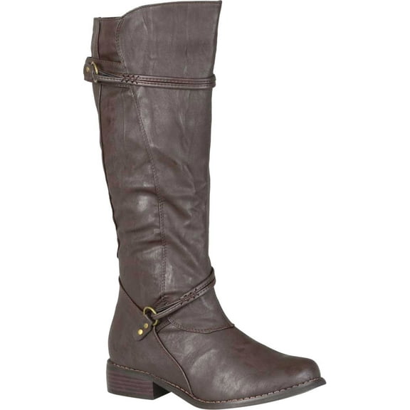 Women's Journee Collection Harley Wide Calf Knee High Boot Brown Faux Leather 8 M