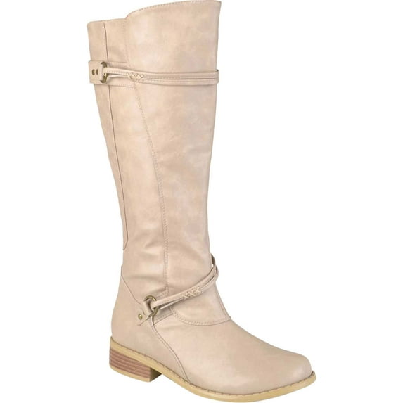 Women's Journee Collection Harley Wide Calf Knee High Boot Stone Faux Leather 9 M