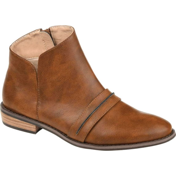 Women's Journee Collection Harlow Ankle Bootie Brown Distressed Faux Leather 7 M
