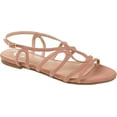 thumbnail image 1 of Women's Journee Collection Honey Flat Strappy Sandal Pink Faux Suede 6 M, 1 of 6