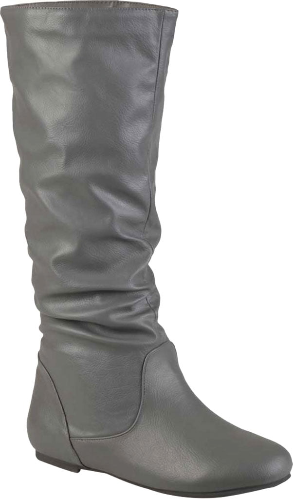 Grey leather hotsell wide calf boots