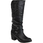 Women's Journee Collection Late Wide Calf Knee High Slouch Boot Black Faux Leather 8.5 M