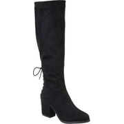 JOURNEE COLLECTION Womens Black Goring Lace Comfort Leeda Round Toe Block Heel Zip-Up Dress Boots 8.5 XWC