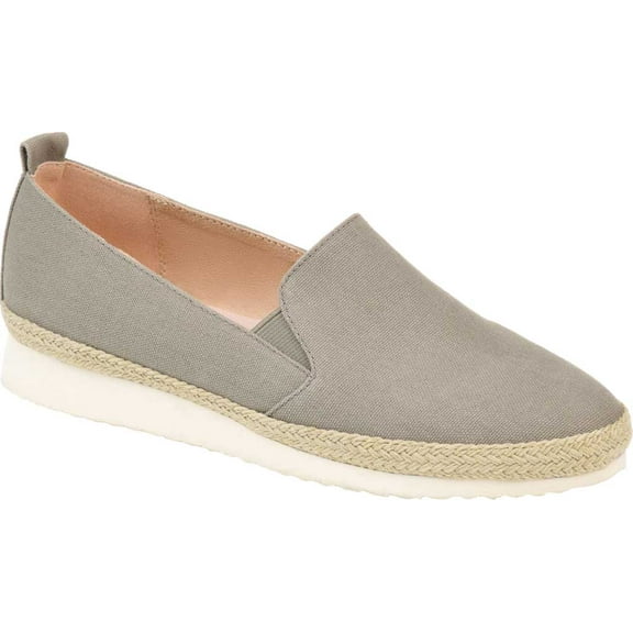 Women's Journee Collection Leela Espadrille Slip On Sneaker Grey Canvas Fabric 10 M