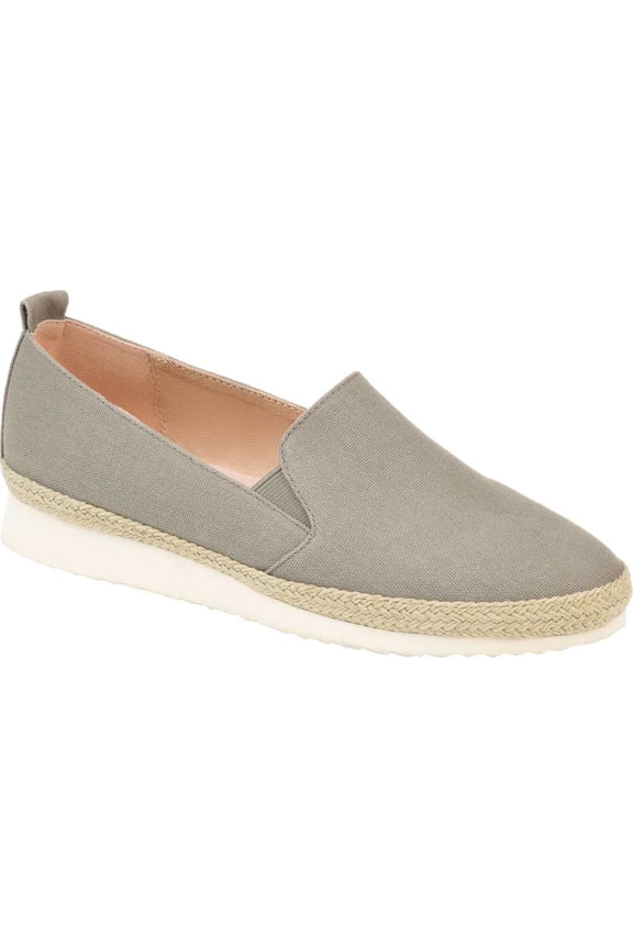 Women's Journee Collection Leela Espadrille Slip On Sneaker Grey Canvas Fabric 10 M