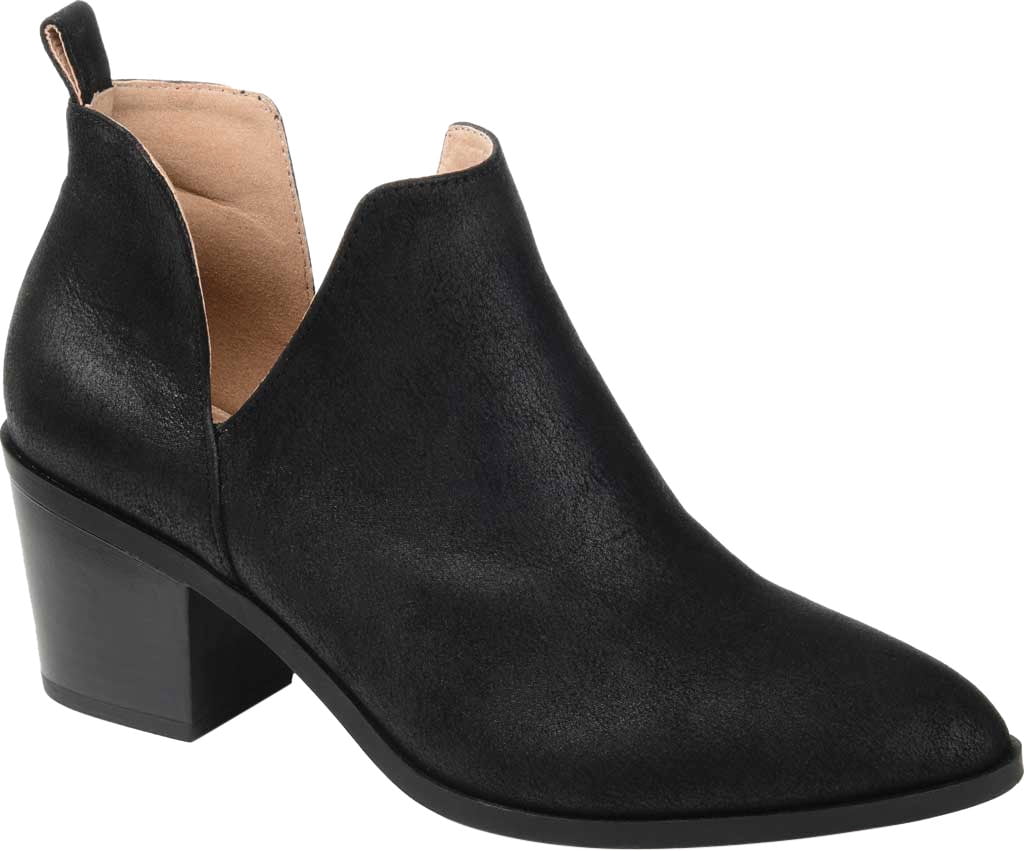 Women s Journee Collection Lola Cut Out Ankle Bootie Black Faux Suede 11 M Walmart