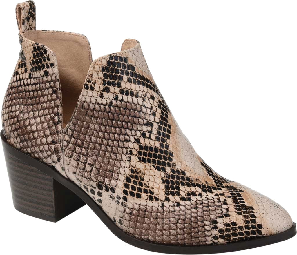 Women s Journee Collection Lola Cut Out Ankle Bootie Snake Faux Leather 10 M