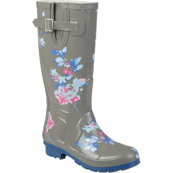 Women's Journee Collection Mist Mid Calf Rain Boot Grey Rubber 7.5 M
