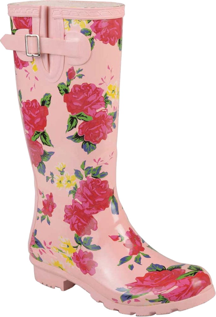 Women's Journee Collection Mist Mid Calf Rain Boot Pink Rubber 6.5 M