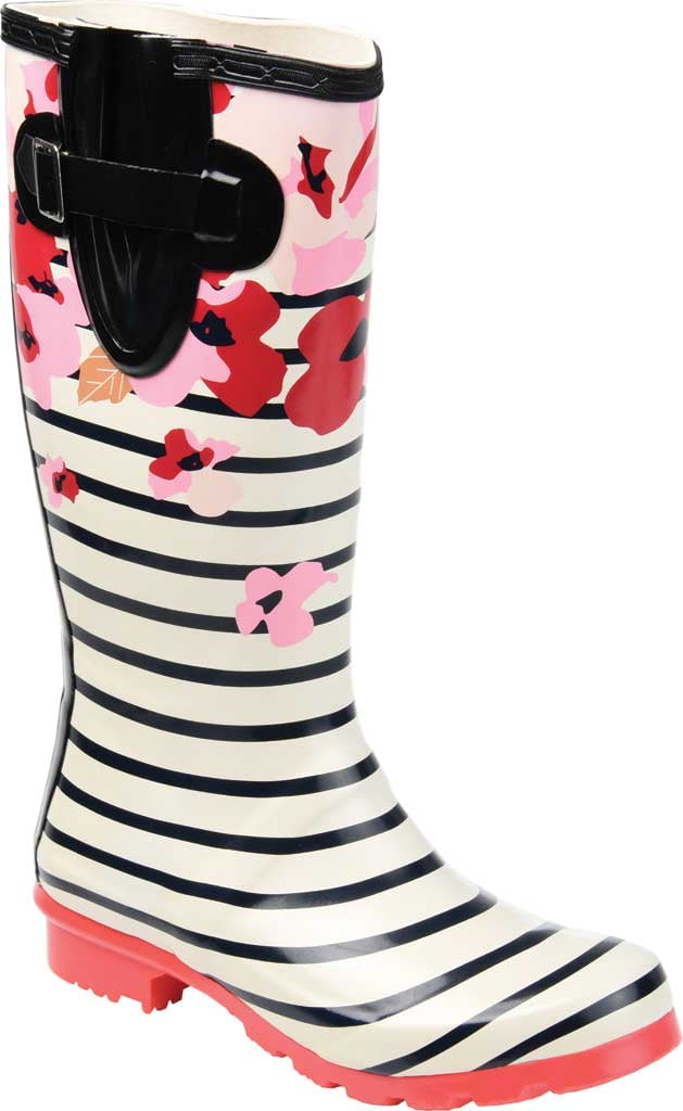 Women's Journee Collection Mist Mid Calf Rain Boot Stripe Rubber 9 M
