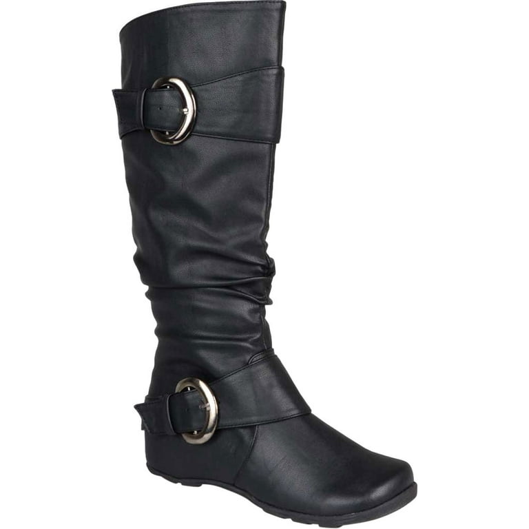 Women s Journee Collection Paris Extra Wide Calf Slouch Boot Black Faux Leather 8.5 M Walmart