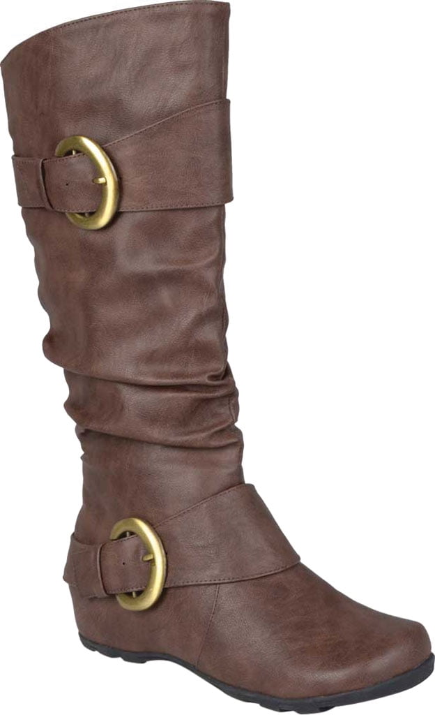Women's Journee Collection Paris Extra Wide Calf Slouch Boot Brown Faux Leather 8 M
