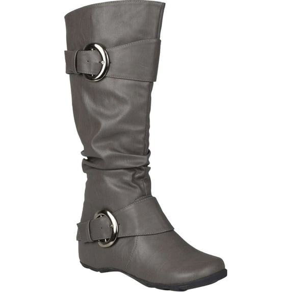 Women's Journee Collection Paris Extra Wide Calf Slouch Boot Grey Faux Leather 7.5 M