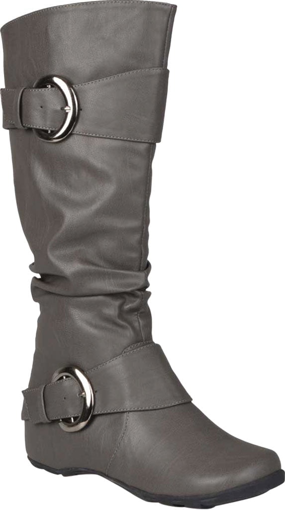 Women's Journee Collection Paris Extra Wide Calf Slouch Boot Grey Faux Leather 7 M