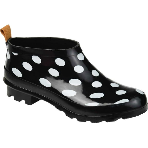 Women's Journee Collection Rainer Rain Boot Black Dot Rubber 7.5 M