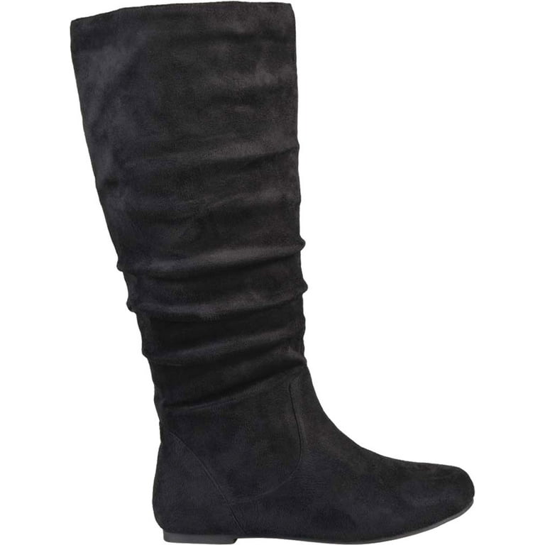 Black flat slouch clearance knee high boots