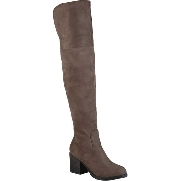 Women's Journee Collection Sana Wide Calf Over The Knee Boot Taupe Faux Suede 6 M