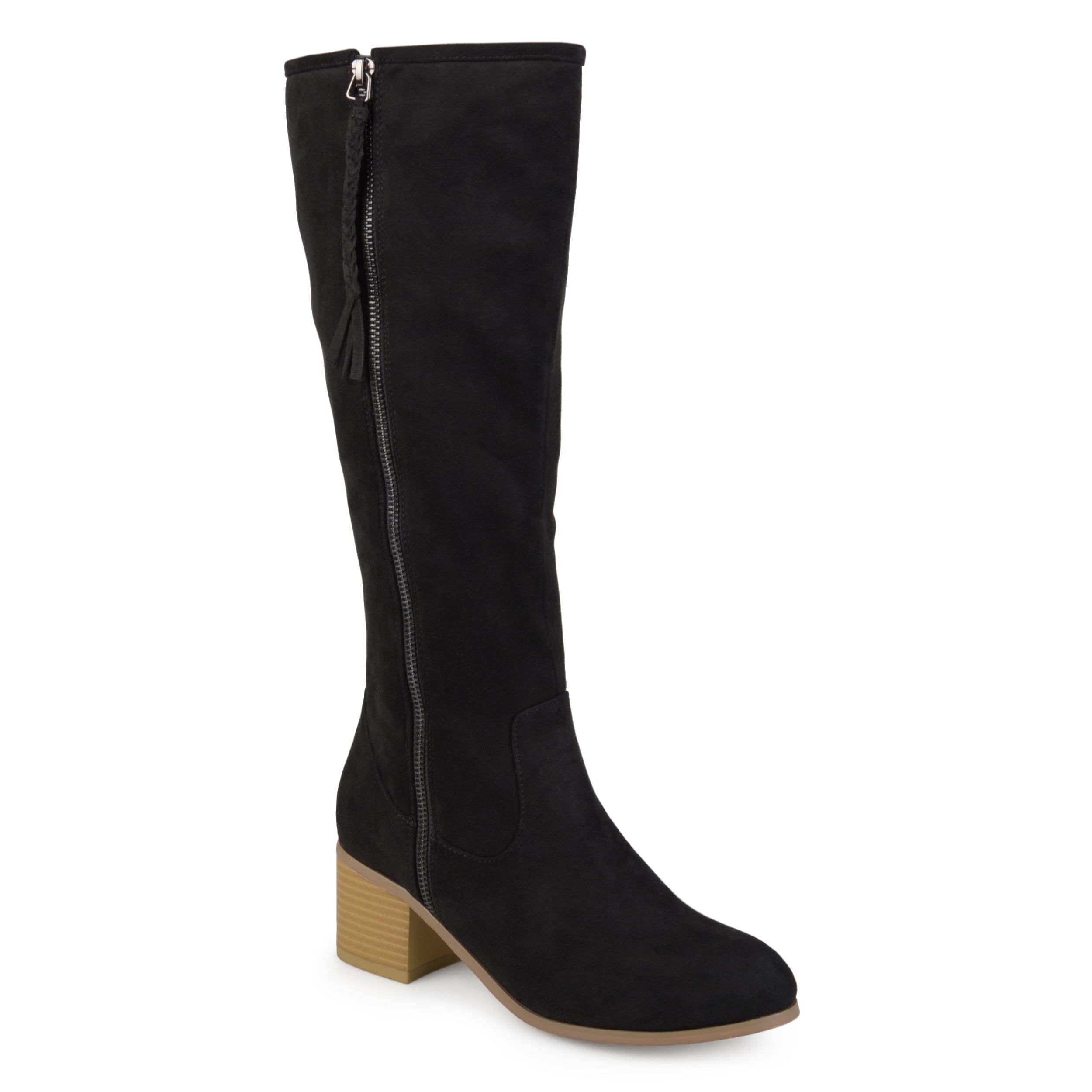 Journee Womens Sanora Wide Calf Stacked Heel Riding Boots