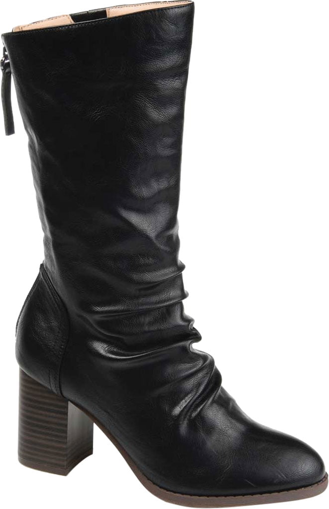 black leather slouch boots