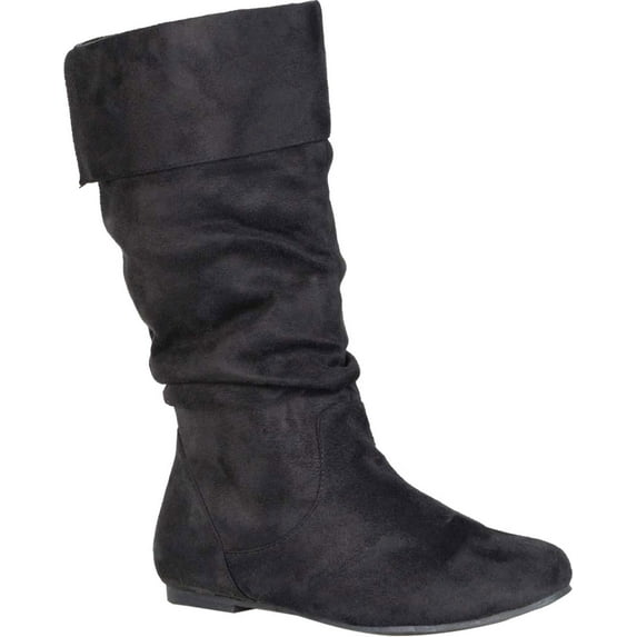 Women's Journee Collection Shelley-3 Wide Calf Knee High Slouch Boot Black Faux Suede 10 M