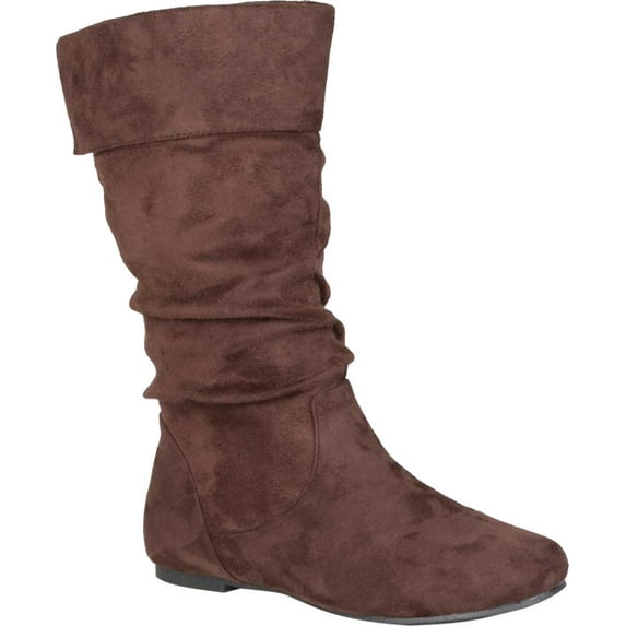 Women's Journee Collection Shelley-3 Wide Calf Knee High Slouch Boot Brown Faux Suede 9 M