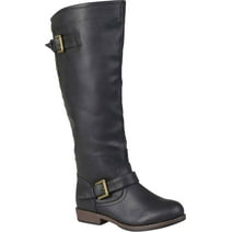 Women's Journee Collection Spokane Extra Wide Calf Knee High Boot Black Faux Leather 7 M
