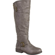 Women's Journee Collection Spokane Extra Wide Calf Knee High Boot Taupe Faux Leather 7.5 M