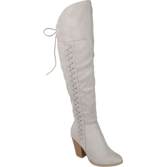 Women's Journee Collection Spritz-S Wide Calf Over The Knee Boot Grey Faux Suede 8.5 M