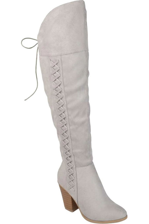 Women's Journee Collection Spritz-S Wide Calf Over The Knee Boot Grey Faux Suede 8.5 M