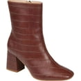 thumbnail image 1 of Women's Journee Collection Trevi Heeled Ankle Bootie Brown Croco Faux Leather 7 M, 1 of 4