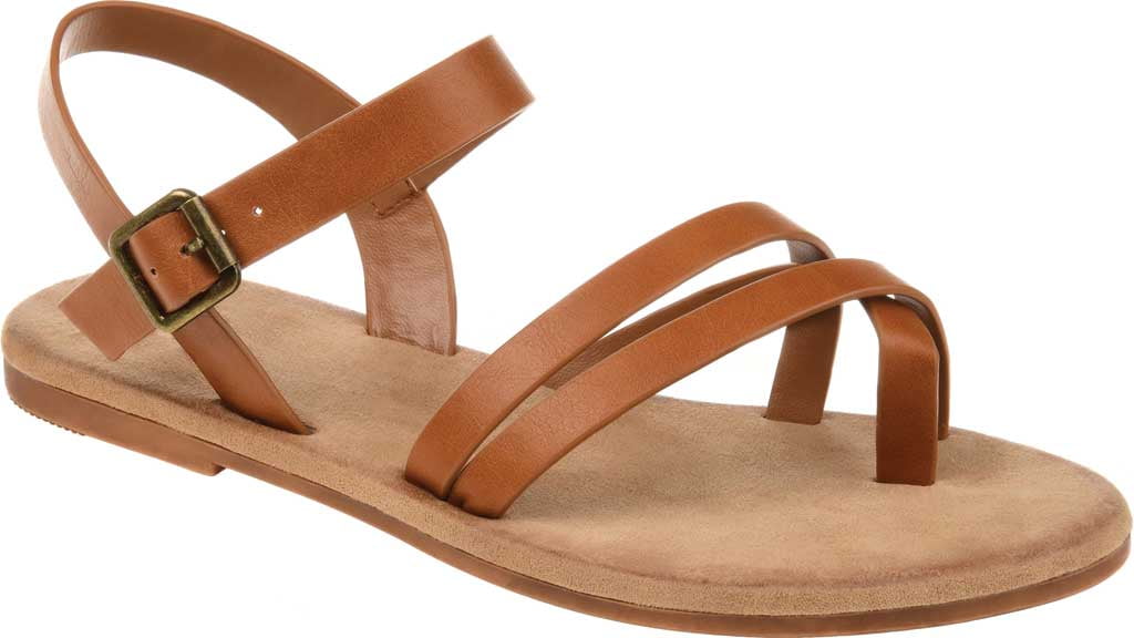 Women's Journee Collection Vasek Flat Thong Sandal Tan Faux Leather 5.5 M