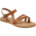 thumbnail image 1 of Women's Journee Collection Vasek Flat Thong Sandal Tan Faux Leather 6.5 M, 1 of 7