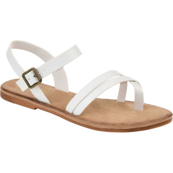 Women's Journee Collection Vasek Flat Thong Sandal White Faux Leather 6 M