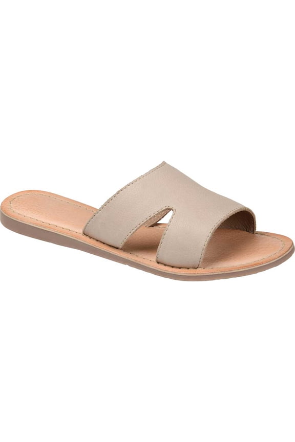 Women's Journee Collection Walker Flat Slide Stone Leather 7.5 M