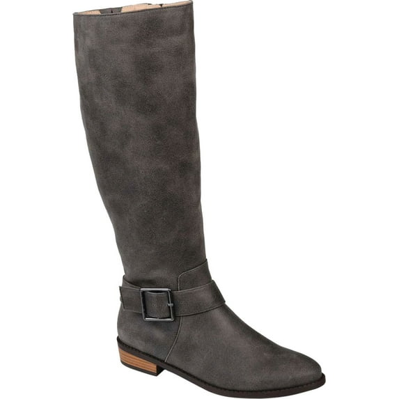 Women's Journee Collection Winona Extra Wide Calf Knee High Boot Grey Distressed Faux Suede 9 M