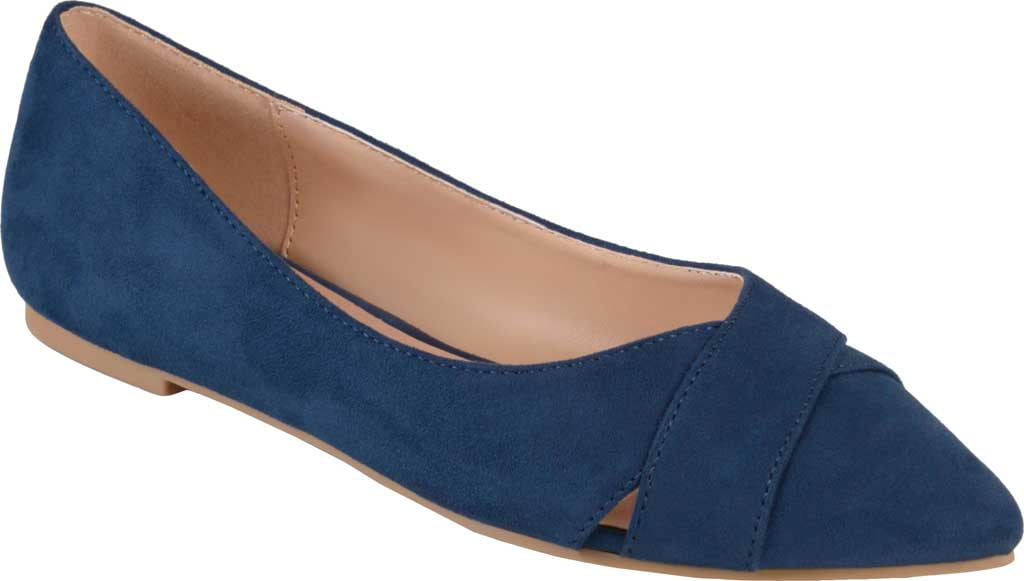 Women's Journee Collection Winslo Pointed Toe Ballet Flat Navy Faux Suede  7.5 M