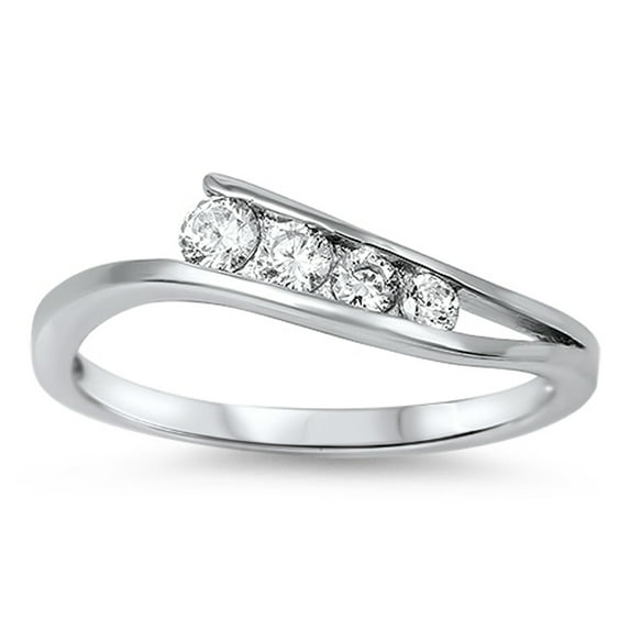 Women's Journey White Cubic Zirconia Promise Ring .925 Sterling Silver Band Jewelry Female Size 6