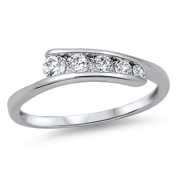 Women's Journey White Cubic Zirconia Ring .925 Sterling Silver Band Jewelry Female Male Size 10