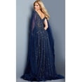 thumbnail image 1 of Women's Jovani 23362 Exquisite Embellished V Neck Evening Elegant Dress Black And A Dark, Matte Metallic Gray Size 10 Black/a, 1 of 2