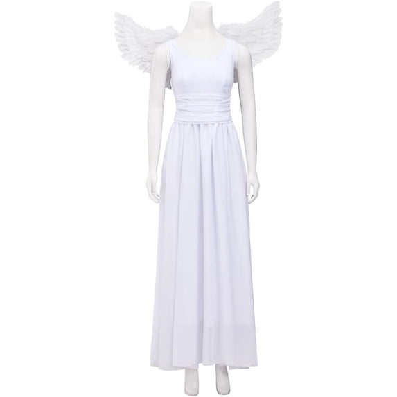 Women's Juliet White Angel Dress with Feather Wings
