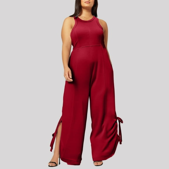 Women's Jumpsuit Casual Loose Fit Sleeveless Backless Wide Leg Jumpsuit For Daily Wear Vacation Summer Spring Comfortable Romper Loose Jumpsuit Women Romper Winery Outfit for Women Body Shirts Women