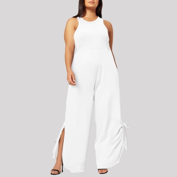 Women's Jumpsuit Casual Loose Fit Sleeveless Backless Wide Leg Jumpsuit For Daily Wear Vacation Summer Spring Comfortable Romper Loose Jumpsuit Women Romper Winery Outfit for Women Body Shirts Women